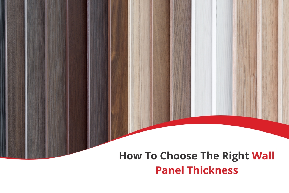 Variety of wooden wall panels in different colours and textures illustrating how to choose the right wall panel thickness for interior design.